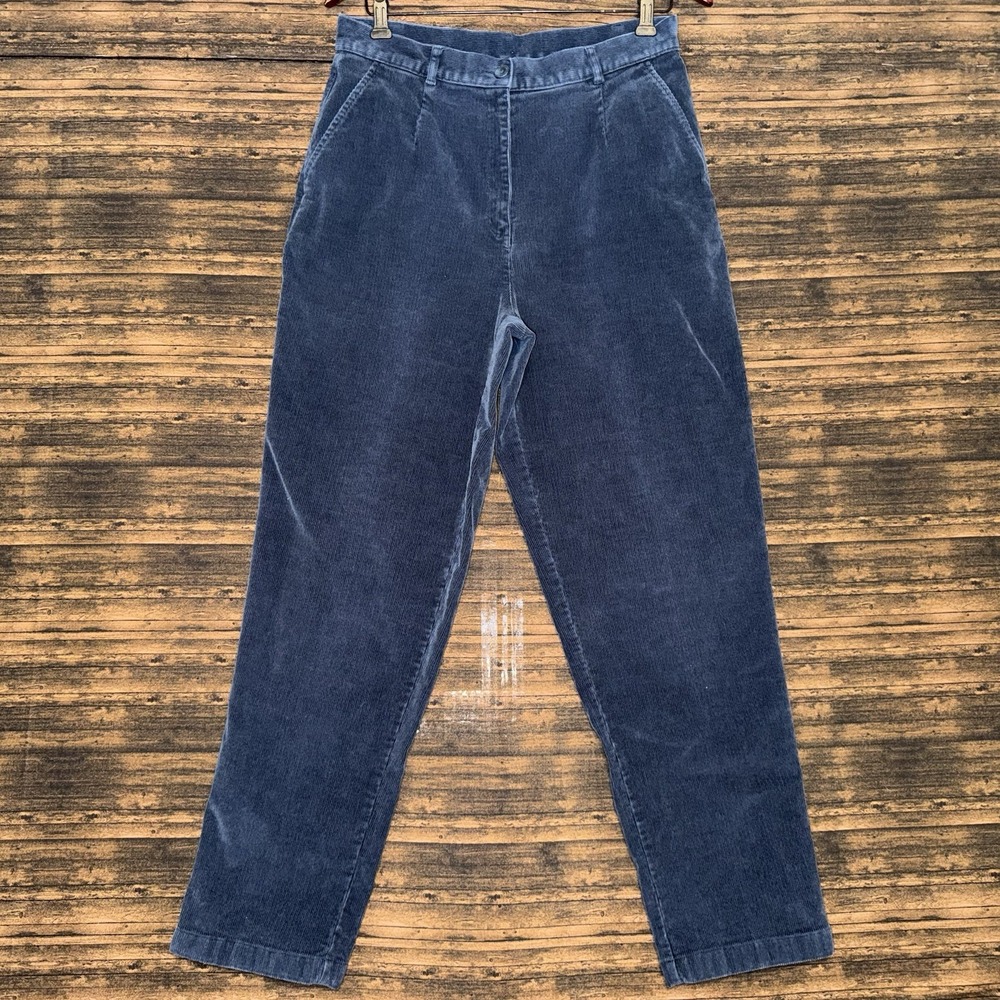 L.L.Bean Women's Corduroy Pants Original Fit Size 12 Reg Blue Vintage